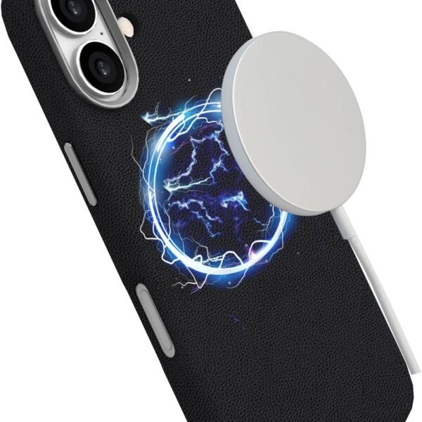 INFINITE (GRS) VENICE iPhone  17 Black PU Leather Magnetic  Cover. Material: 65% (GRS) recycled PC and 21% (GRS) recycled TPU