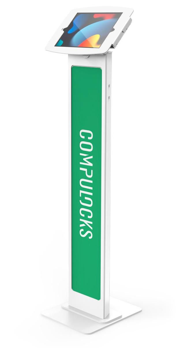 Img_36236246.jpg iPad 10.2" Space Enclosure Brandable Floor Stand White - Image 1