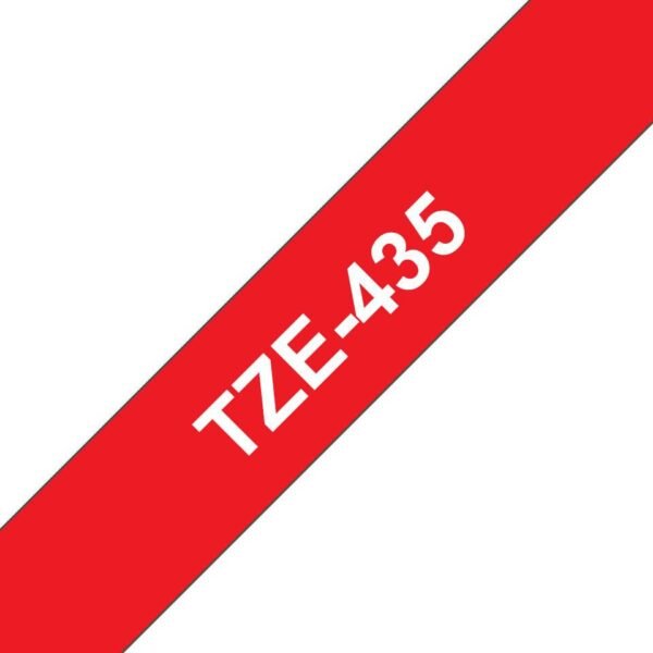 Tape White on Red 12mm TZe-435, TZ, 8 m, Box, 1.2 cm