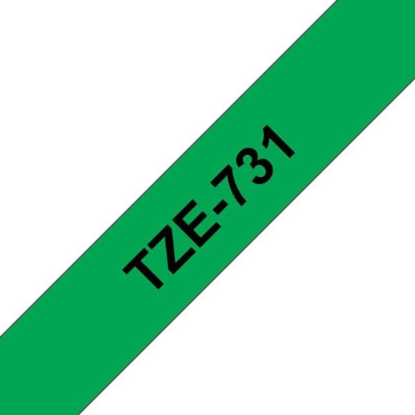 TZE731 12MM  BLACK ON GREEN  TAPE TZE-731, TZ, Green, 8 m,  1.2 cm