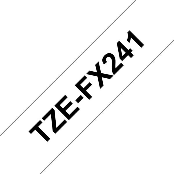 TZE-FX241 FLEXI-TAPE LAM.  18MM 8M BLACK ON WHITE