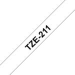 Tape Black on White 6mm TZe211, Black on white, TZe,  Grey, Thermal Transfer, Brother, GL-100, PT-1000, PT-1000BM, PT-1010, PT-1010B,