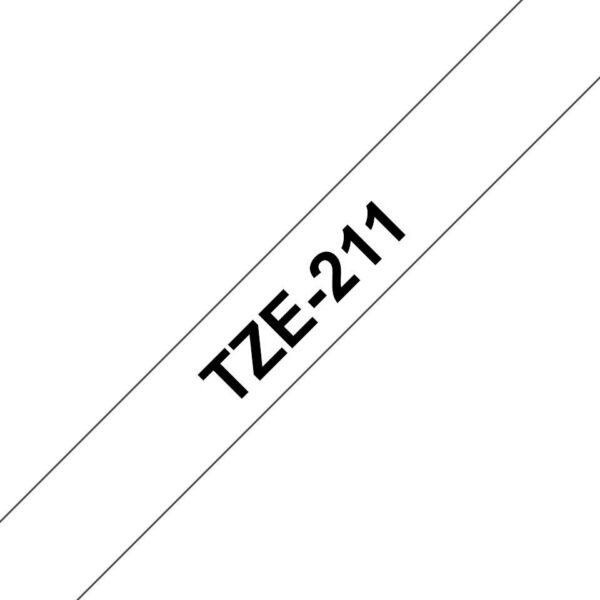 Tape Black on White 6mm TZe211, Black on white, TZe,  Grey, Thermal Transfer, Brother, GL-100, PT-1000, PT-1000BM, PT-1010, PT-1010B,