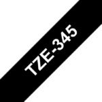 TZE345 18MM WHITE ON BLACK  TAPE Laminated tape 18mm,  White on black, TZe, Thermal Transfer, Brother, PT-2100VP, PT-7600, PT-2430PC,