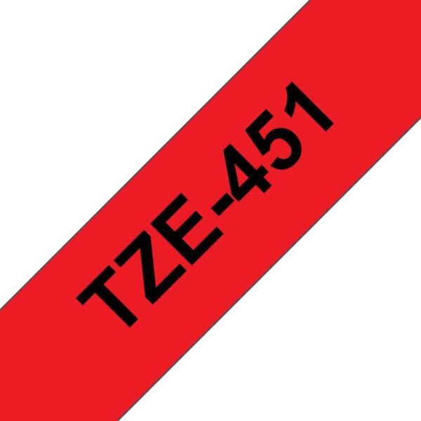 Tape Black on Red 24mm TZE451, 8 m, 2.4 cm