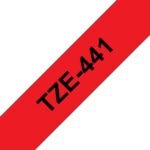Tape Black on Red 18mm Laminated tape 18mm, Black on  red, TZe, Grey, Thermal transfer, Brother, PT-2100VP, PT-7600, PT-2430PC,