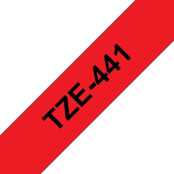 Tape Black on Red 18mm Laminated tape 18mm, Black on  red, TZe, Grey, Thermal transfer, Brother, PT-2100VP, PT-7600, PT-2430PC,