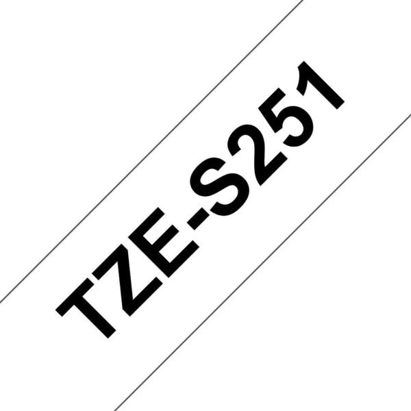 TZES251  24MM BLACK ON WHITE  STRONG ADHE Extra Strength  Adhesive Tape, Black on white, TZ, Black,White, Thermal Transfer, Brother,