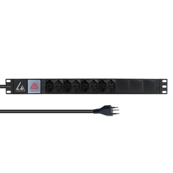 19" rack mount power strip, 8  port Swiss T13 10A, with  switch , 2M power cable type J