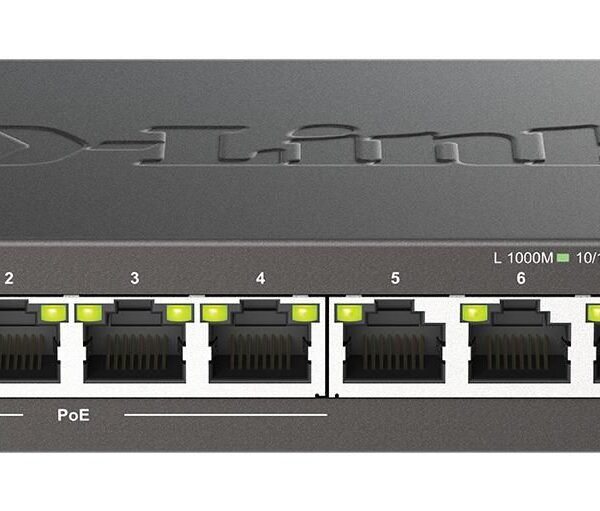 8xG+F+ENet RJ45 19" PoE 16 Gbps, MDI/MDIX, Black