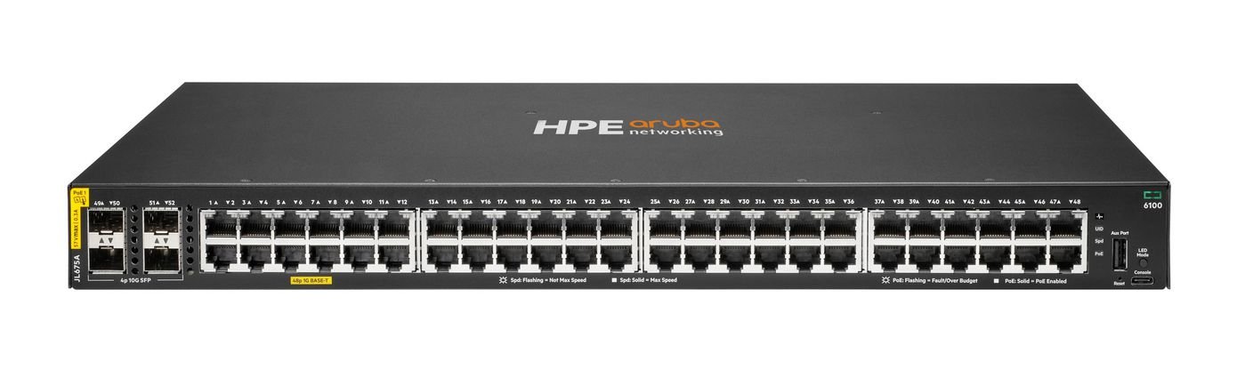 Img_36344479.jpg ARUBA 6100 48G CL4 4SFP+ Aruba 6100 48G Class4 PoE 4SFP+ 370W, Managed, L3, Gigabit Ethernet (10/100/1000), Power over Ethernet - Image 1