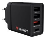 USB Wall Charger 30W, Black  1x USB-C PD 20W  1x USB-A QC  3.0  2x USB-A 10W - Image 3