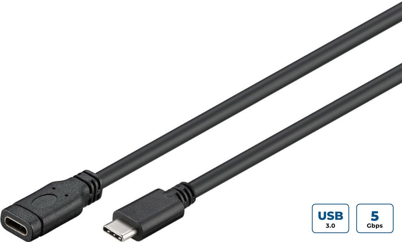 Img_36499980.jpg USB-C 3.2 Gen 1 Extension Cable, 1m Black, for synching and charging, Speed Rate at 5 Gbs. 3A - Image 1