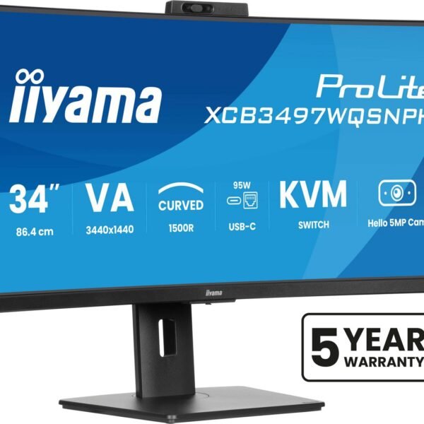 34'' UWQHD curved monitor  with USB-C dock,120Hz, 2H  1DP,C-DOCK, KVM