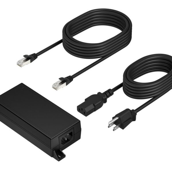 Poe++ 65W 2.5G Adapter With  3.66M Cat6A Cable And Power  Cord Power Adapter/Inverter Indoor Black