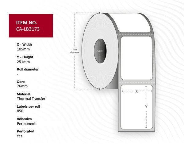 Capture CA-LB3173 printer label White