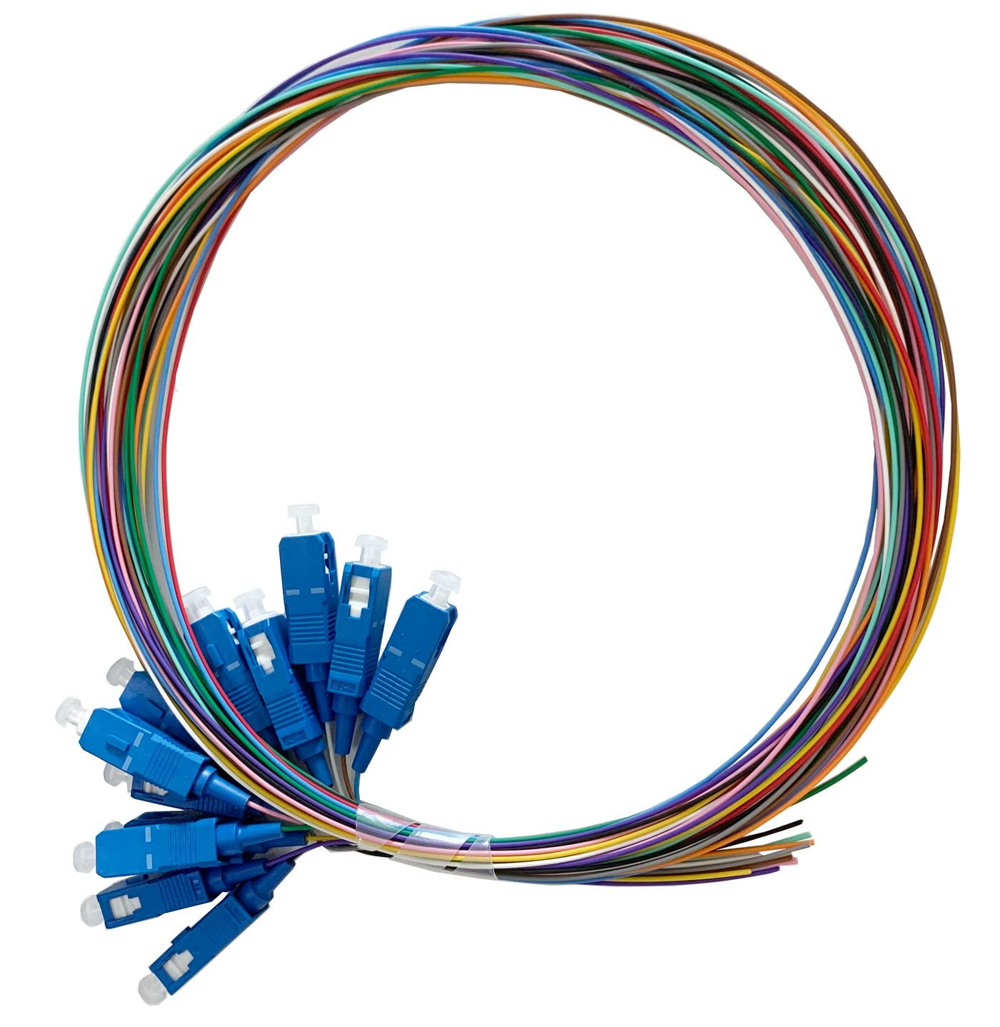 Img_36664812.jpg Pigtail SC/UPC 9/125 OS2 G657A1, 0.9mm, 2meters PVC(Grade C) Easy strip 12 colors 12pcs/pack Fibre Patch Cable - Image 1