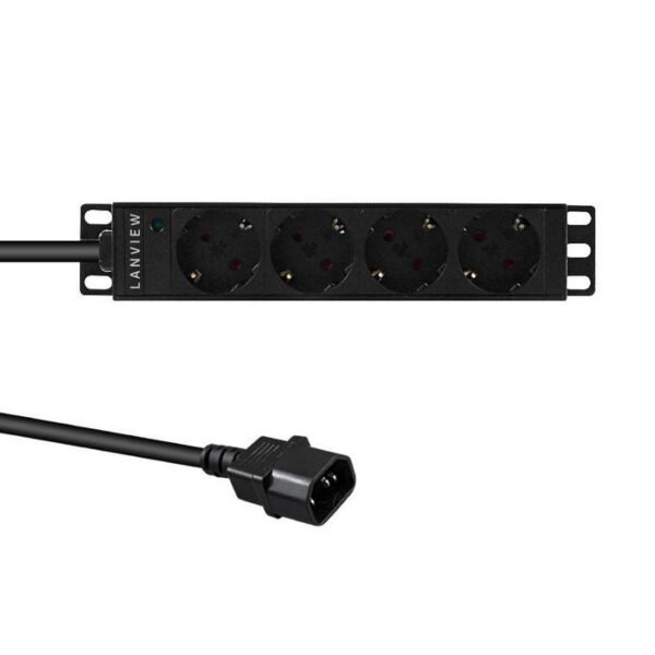 Lanview LVR-2MSCH-SCH-C13-4 power distribution unit (PDU) 4 AC outlet(s) 1U Black