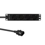 10' rack mount power strip,  1U, 16A with 4 x Schuko  socket, C14 plug