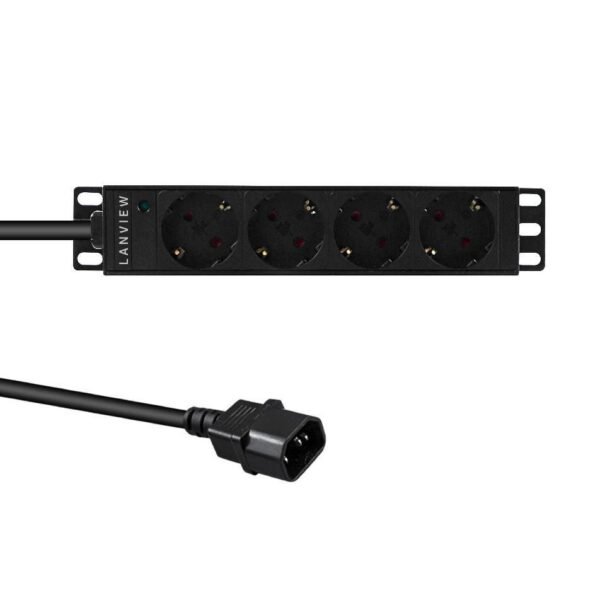 10' rack mount power strip,  1U, 16A with 4 x Schuko  socket, C14 plug