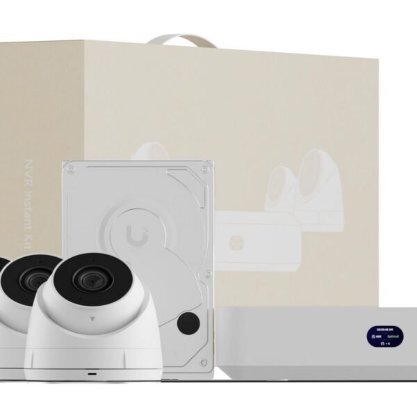 Compact UniFi Protect NVR  Kit, includes (1) UniFi  Protect NVR Instant with (4) G5 Turret Ultra cameras and (1) 1TB HDD,