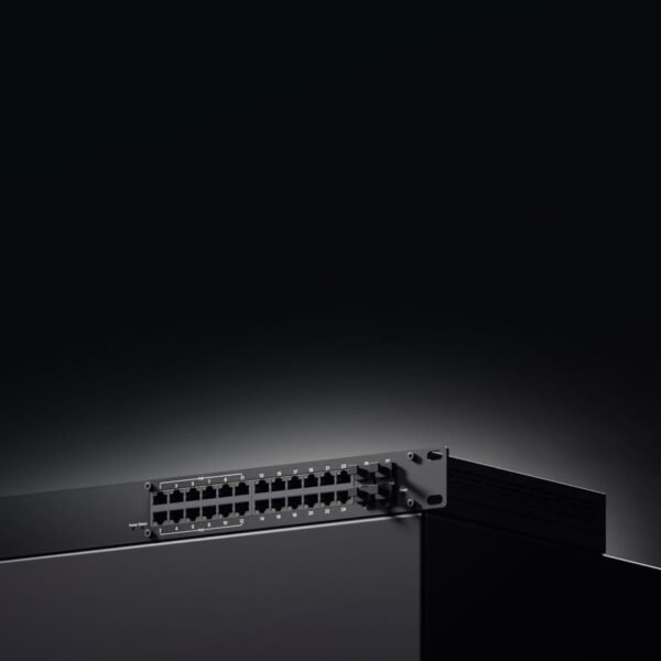 SWM280 24-ports rack  mountable managed switch. 12  PoE+ ports, x4 SFP ports, included 2 years RMS management, PROFINET disabled by