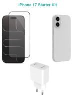 Kit for iPhone 17. Charger,  Cover, Glass. Brown Box.
