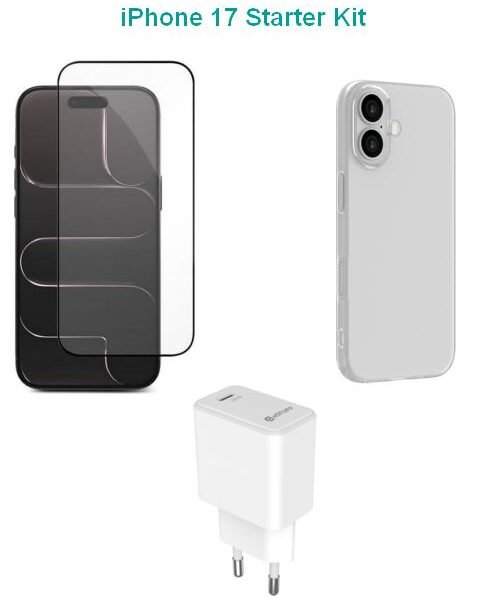 Kit for iPhone 17. Charger,  Cover, Glass. Brown Box.