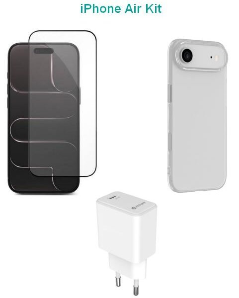 Kit for iPhone Air. Charger,  Cover, Glass. Brown Box.