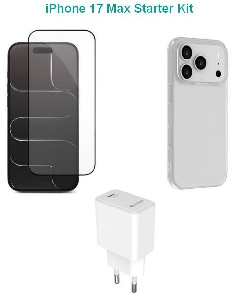 Kit for iPhone 17 Pro.  Charger, Cover, Glass. Brown  Box.