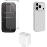 Kit for iPhone 17 Pro Max.  Charger, Cover, Glass. Brown  Box.