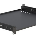 19" D=600 Special Tray with  side arms and sliding Black  SHELF