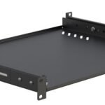 19" D=600 Special Tray with  side arms and sliding Black  SHELF