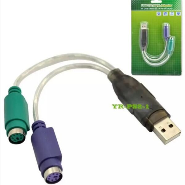 USB A - Converter 2x PS/2 0,3m Support W98, WinME, W2000,  XP, Win7, Win8.