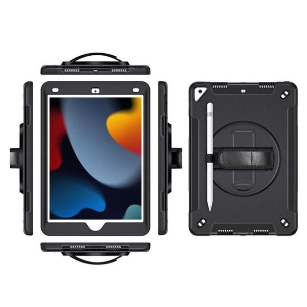 iPad 10.2 2021/2020/2019 OHIO  Defender Case with hand strap  and shoulder strap. Black