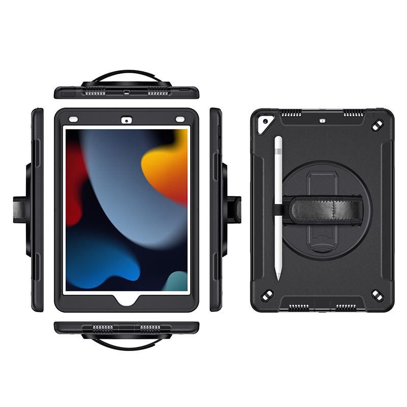 Img_36757191.jpg iPad 10.2 2021/2020/2019 OHIO Defender Case with hand strap and shoulder strap. Black - Image 1