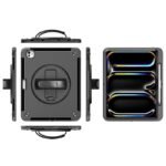 iPad Pro 13 2025/2024 OHIO  Defender Case with hand strap  and shoulder strap. Black