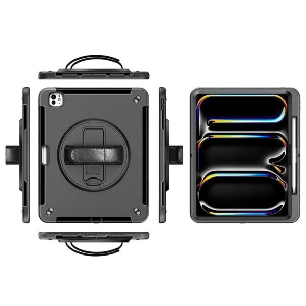 iPad Pro 13 2025/2024 OHIO  Defender Case with hand strap  and shoulder strap. Black
