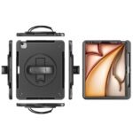 iPad Air 13  2026/2025/2024/iPad Pro 12.9  2022-2018 OHIO Defender Case with hand strap and shoulder strap. Black