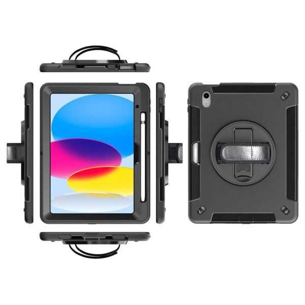 iPad 11th/10th gen OHIO  Defender Case with hand strap  and shoulder strap. Black