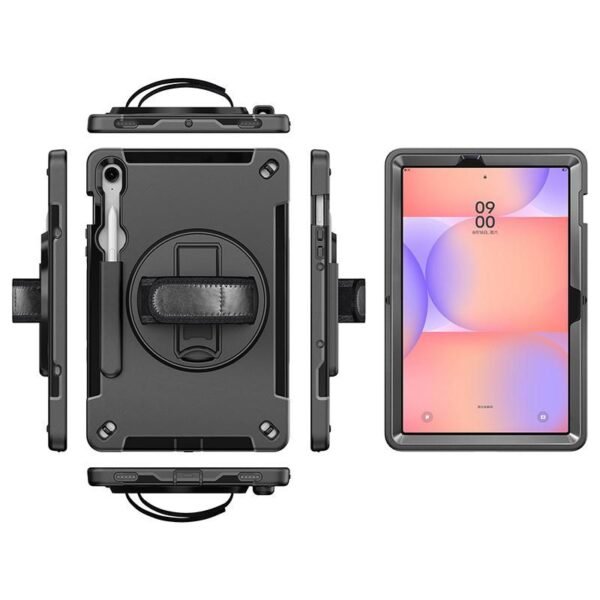 Galaxy Tab S10  Lite/S10FE/S9FE /S9 OHIO  Defender Case with hand strap and shoulder strap. Black