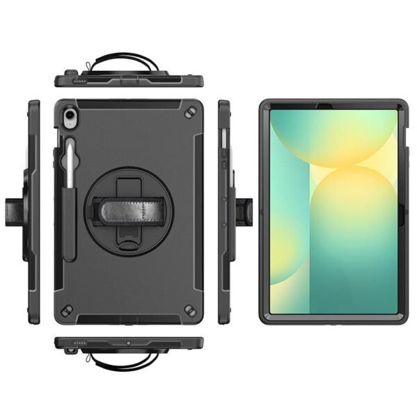 Galaxy Tab S10+/S9FE+/S9+  OHIO Defender Case with hand  strap and shoulder strap. Black