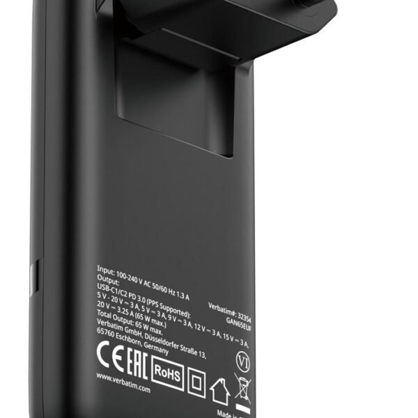 Fold ?N? Go GaN Charger 65W  Eu Plug Black