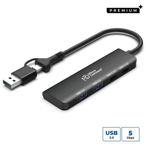 Premium 4-port USB hub 2x  USB-A and 2x USB-C