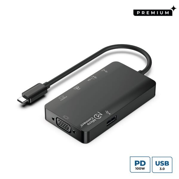 Premium USB-C Mini Dock USB-C to 2 x USB3.0 A /RJ45/  HDMI/VGA/Type C Data or PD charging Adapter