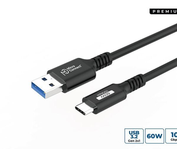 Premium USB-C to USB-A cable  3m, 10Gbps, 60W