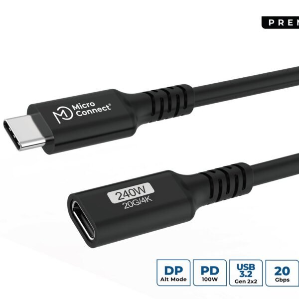 Premium USB-C cable Extender  2m 20Gbps, 240W, USB 3.2 Gen  2x2