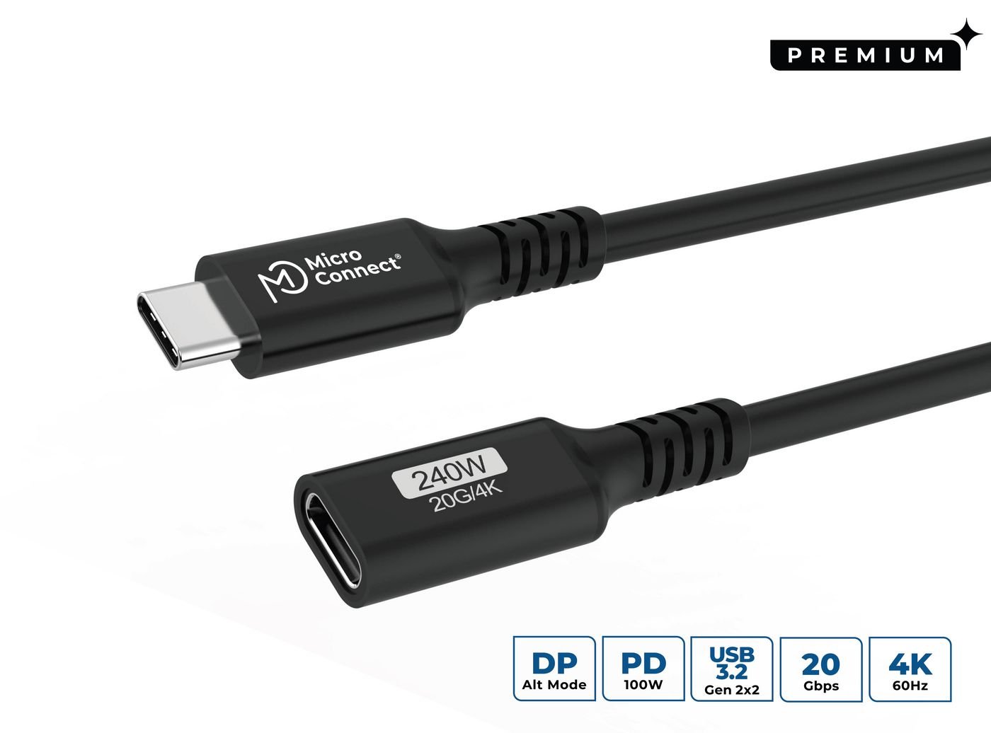 Img_36789411.jpg Premium USB-C cable Extender 2m 20Gbps, 240W, USB 3.2 Gen 2x2 - Image 1