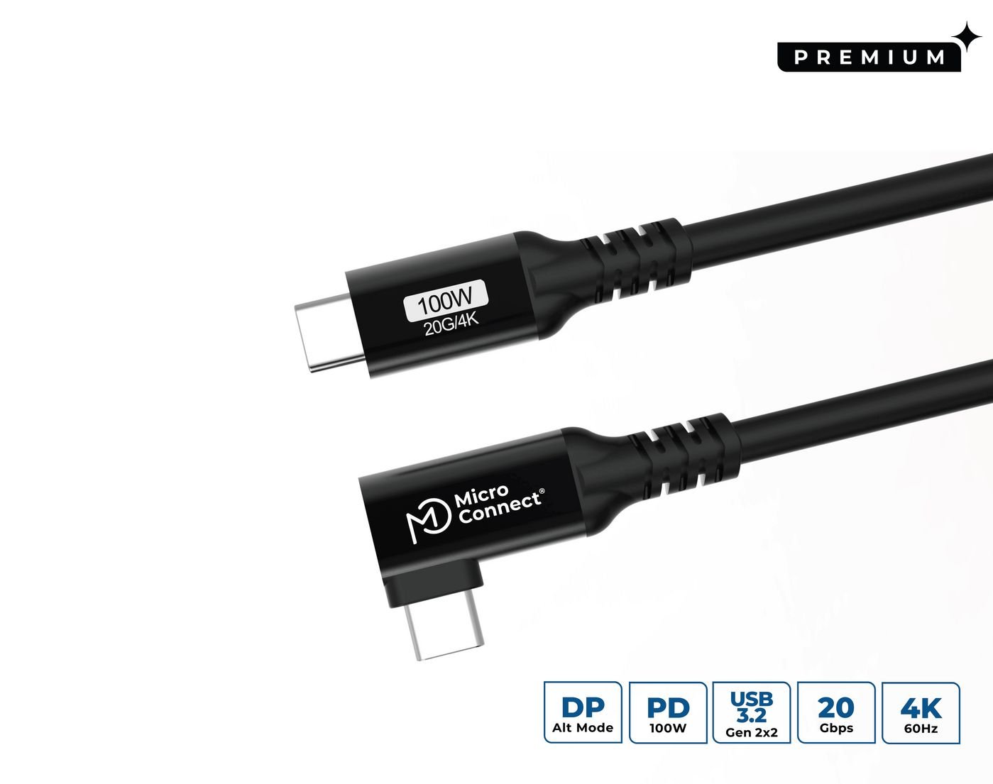 Img_36789413.jpg USB-C to USB-C Premium cable 5m, 100W, 20Gbps, USB 3.2 Gen 2x2, Angled - Image 1