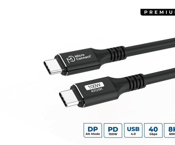 USB-C to USB-C cable 2m  Premium, 100W, 40Gbps, USB4  Gen 3x2